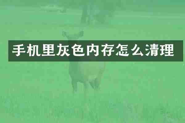手机里灰色内存怎么清理