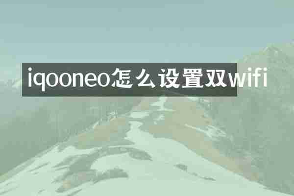 iqooneo怎么设置双wifi