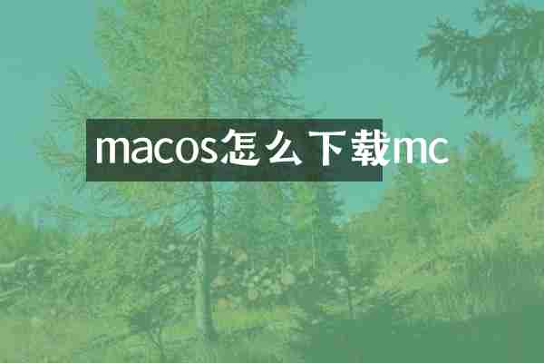 macos怎么下载mc