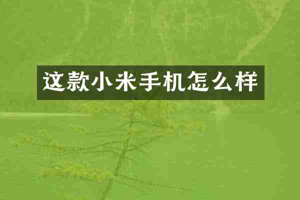 这款小米手机怎么样