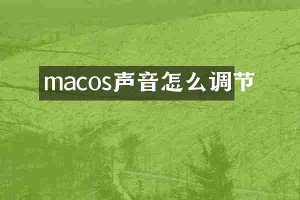 macos声音怎么调节