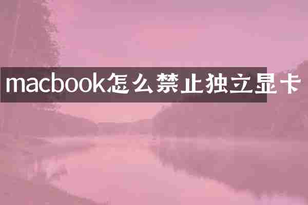 macbook怎么禁止独立显卡