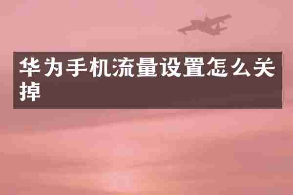 华为手机流量设置怎么关掉