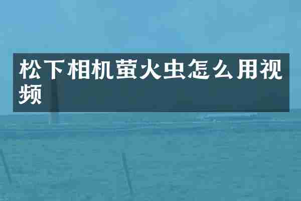 相机萤火虫怎么用视频