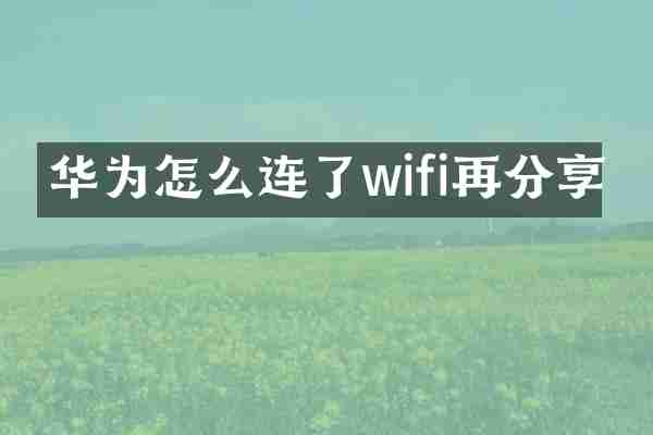 华为怎么连了wifi再分享