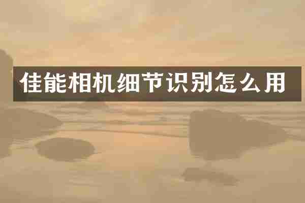 佳能相机细节识别怎么用