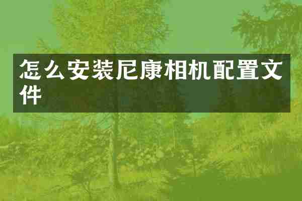 怎么安装尼康相机配置文件