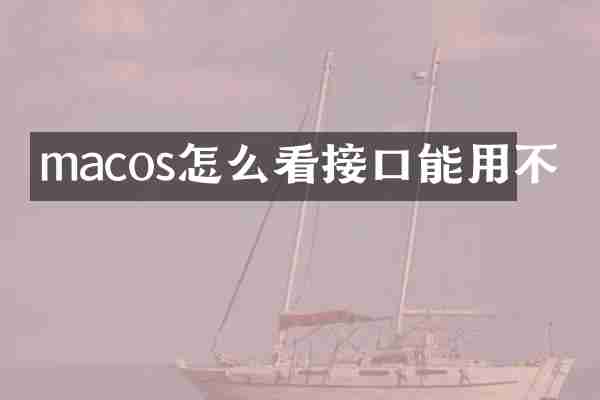 macos怎么看接口能用不