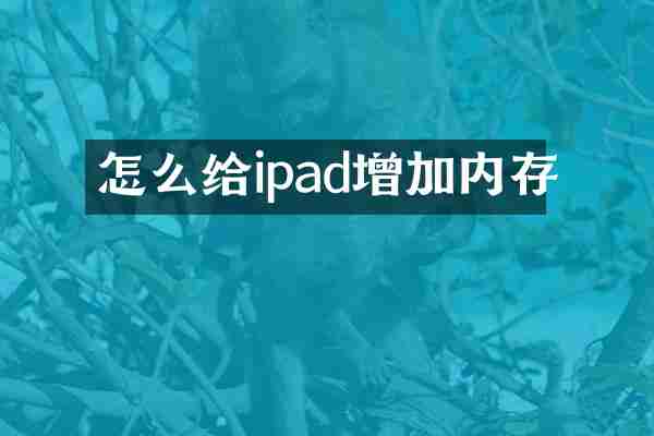 怎么给ipad增加内存