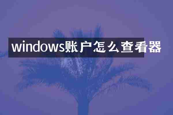 windows账户怎么查看器