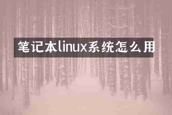 笔记本linux系统怎么用