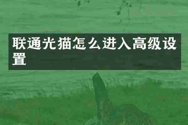 联通光猫怎么进入高级设置