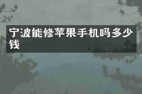宁波能修苹果手机吗多少钱