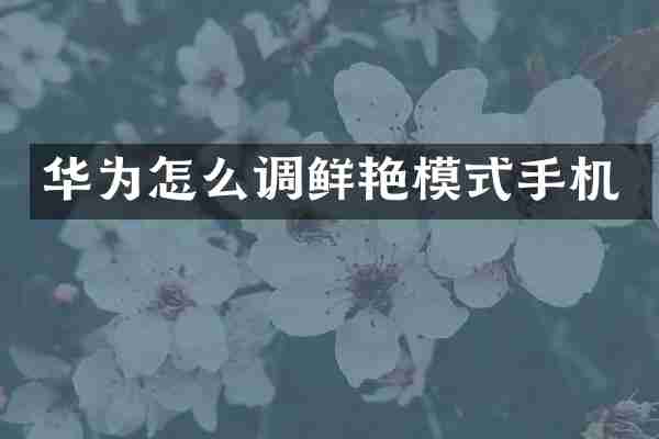 华为怎么调鲜艳模式手机