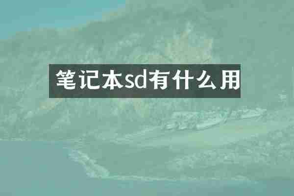 笔记本sd有什么用