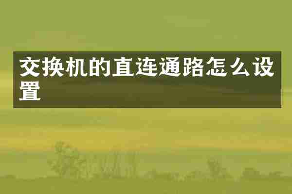 交换机的直连通路怎么设置