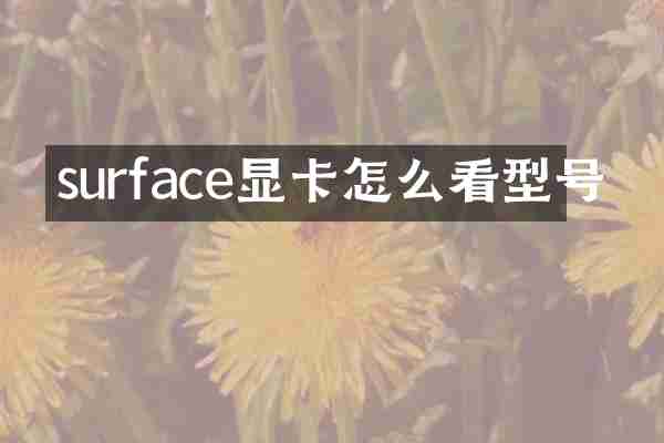 surface显卡怎么看型号