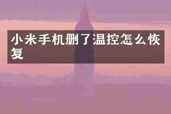 小米手机删了温控怎么恢复