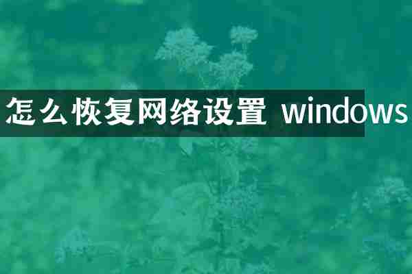怎么恢复网络设置 windows