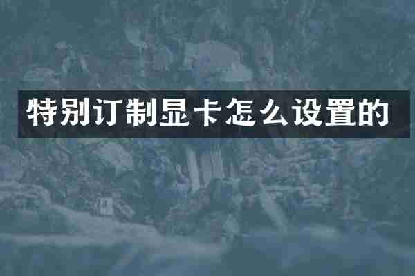 特别订制显卡怎么设置的