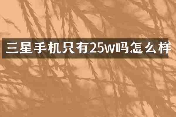 三星手机只有25w吗怎么样