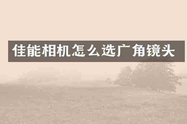 佳能相机怎么选广角镜头