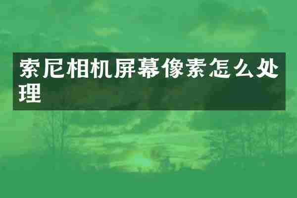 索尼相机屏幕像素怎么处理