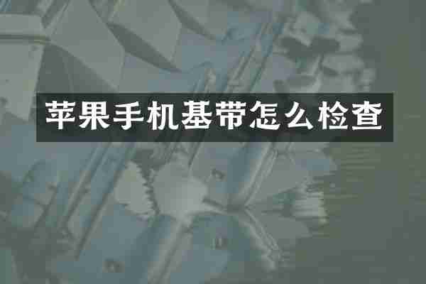 苹果手机基带怎么检查