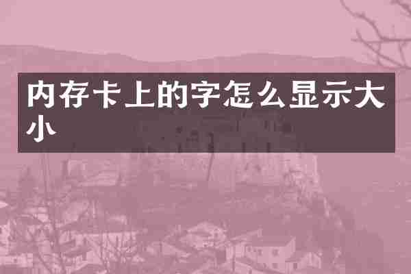 内存卡上的字怎么显示大小