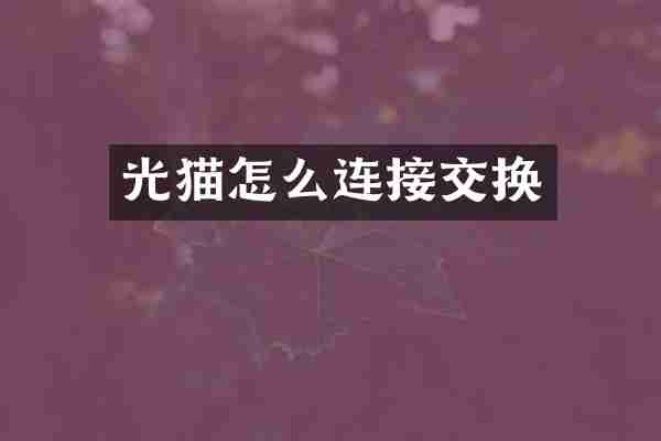 光猫怎么连接交换