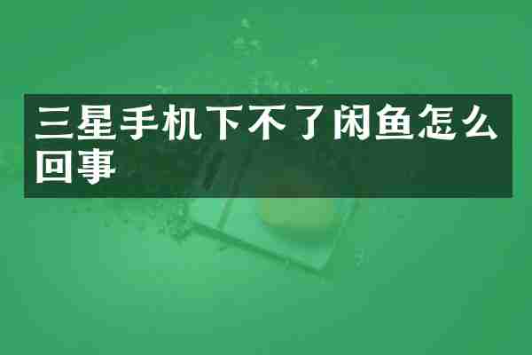 三星手机下不了闲鱼怎么回事