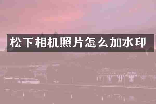 松下相机照片怎么加水印