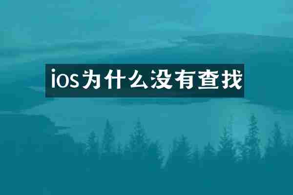 ios为什么没有查找