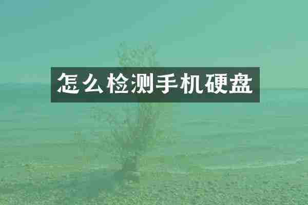 怎么检测手机硬盘