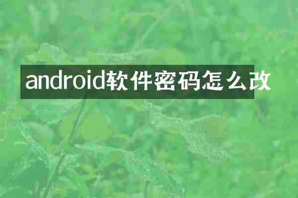 android软件密码怎么改