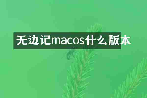 无边记macos什么版本