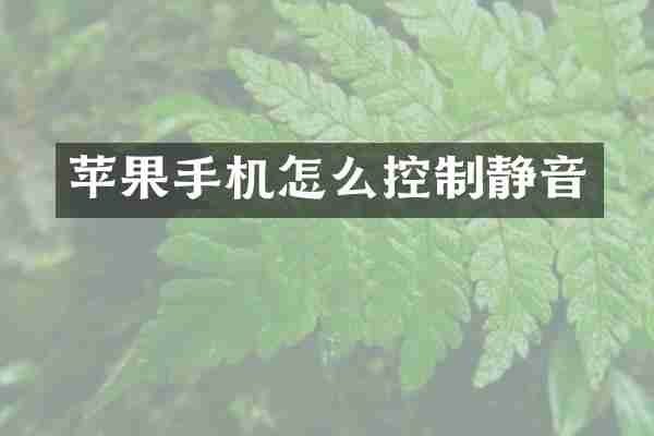 苹果手机怎么控制静音