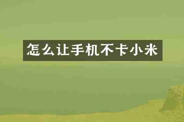 怎么让手机不卡小米