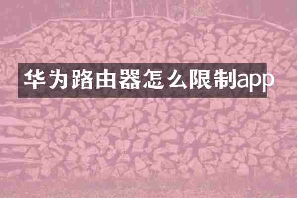 华为路由器怎么限制app