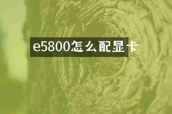 e5800怎么配显卡