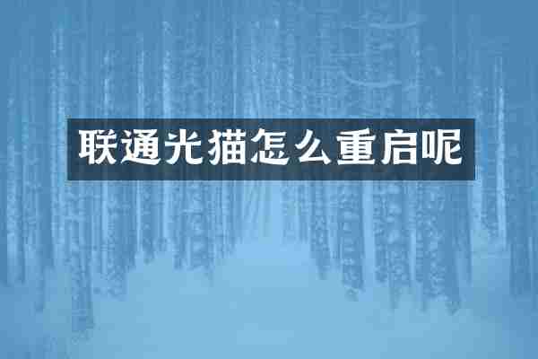 联通光猫怎么重启呢