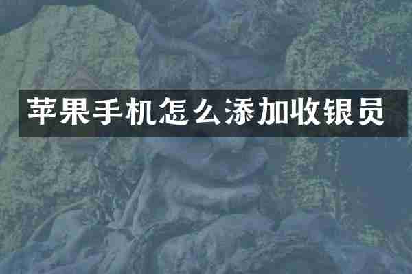 苹果手机怎么添加收银员