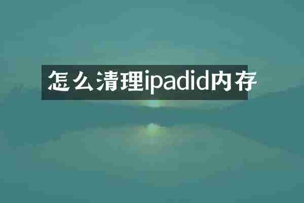 怎么清理ipadid内存