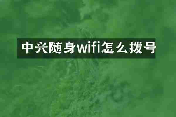 中兴随身wifi怎么拨号