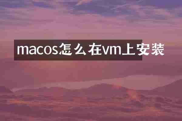 macos怎么在vm上安装