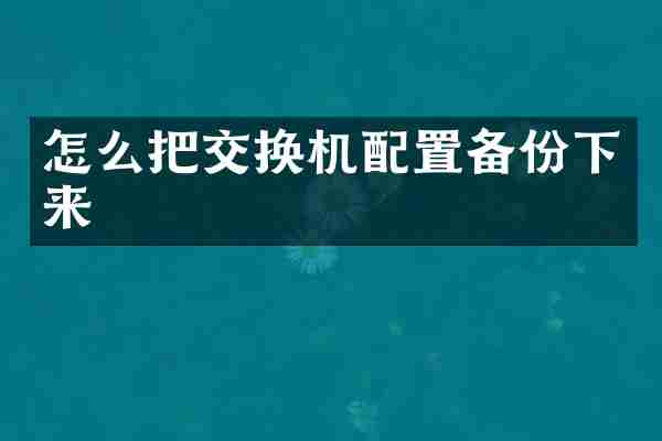 怎么把交换机配置备份下来