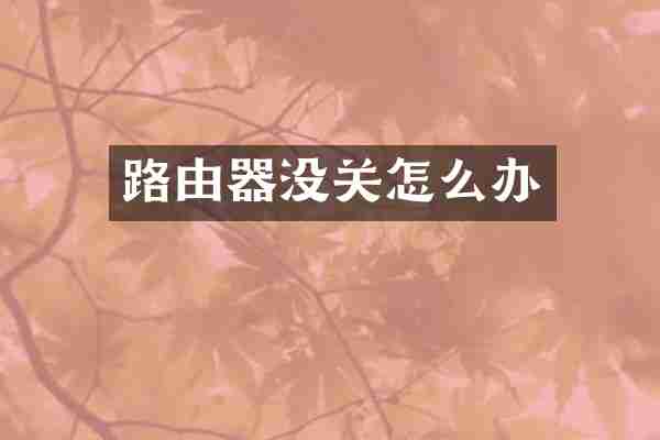 路由器没关怎么办