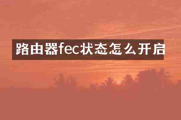 路由器fec状态怎么开启