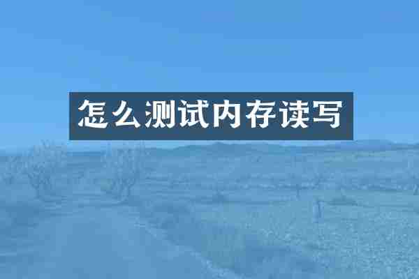 怎么测试内存读写