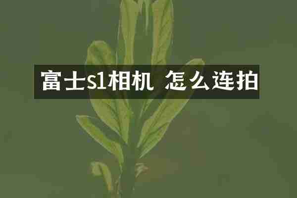富士s1相机 怎么连拍